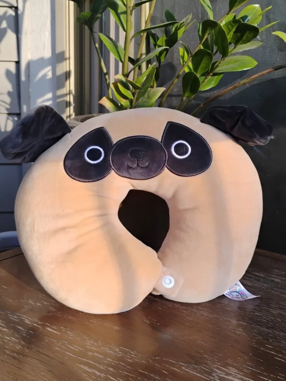 Prince the Pug Dog Squishmallow Kids Neck Travel Pillow - Picture 2 of 4